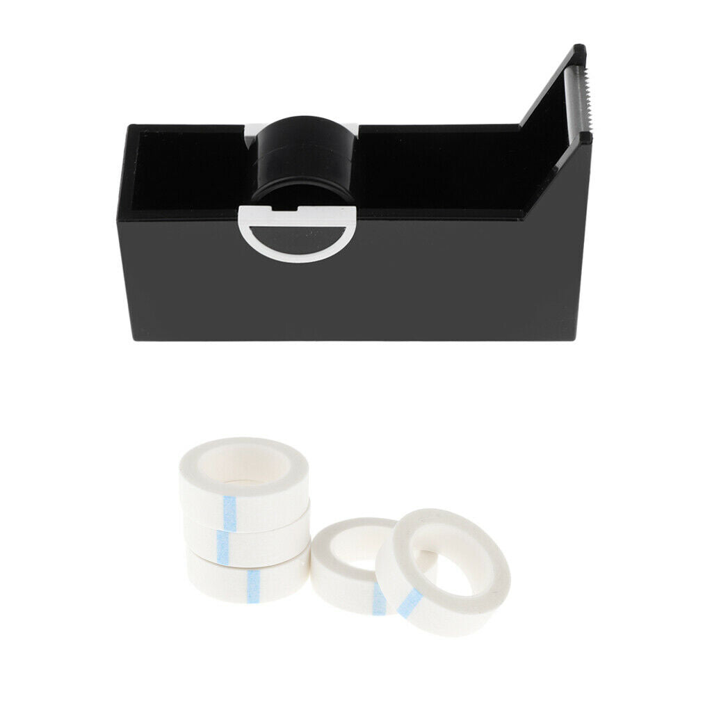 5 Rolls Adhesive Tape & Dispenser Cutter(Black) For Eyelash Extensions