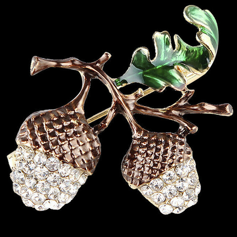 Nut Brooch Pin Rhinestone Crystal Cute Plant Brooch Pins Jewelry Gift Chic N Tt
