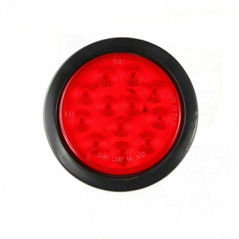 Set/4 4 Inch Round LED Tail Light Reverse Backup Lamp Red For Truck Trailer RV