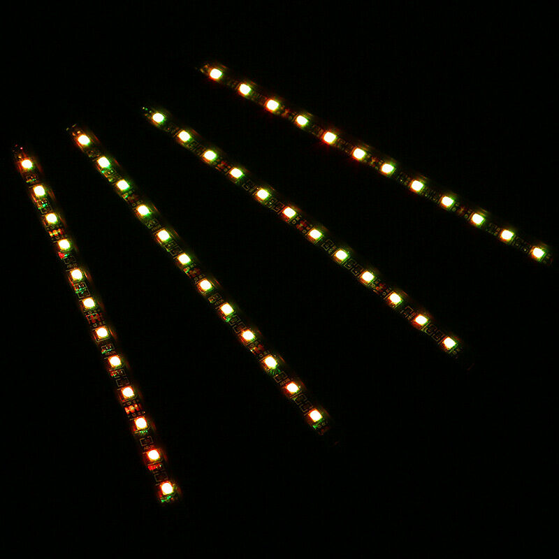 4PCS 12LED Colourful Strip Light with IR Control Box Remote Control USB Charging