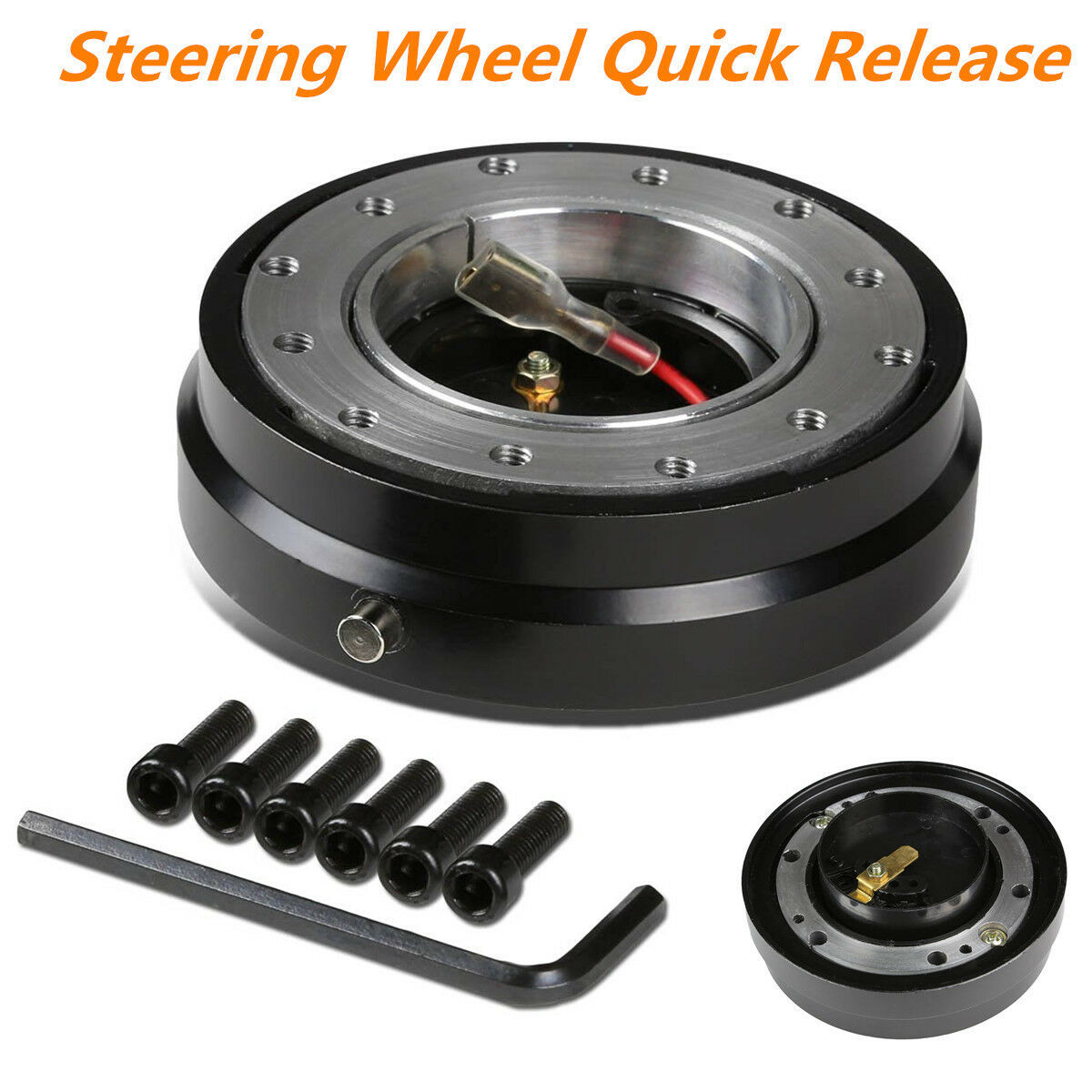 Black Universal Autos Steering Wheel Quick Release Hub Adapter Snap Off Boss Kit