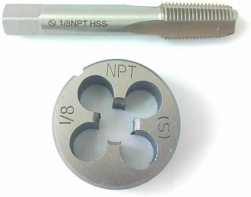 1/8-27NPT Tap And Die,Machine Thread Tap + Round Thread Die Right Hand HSS Taper
