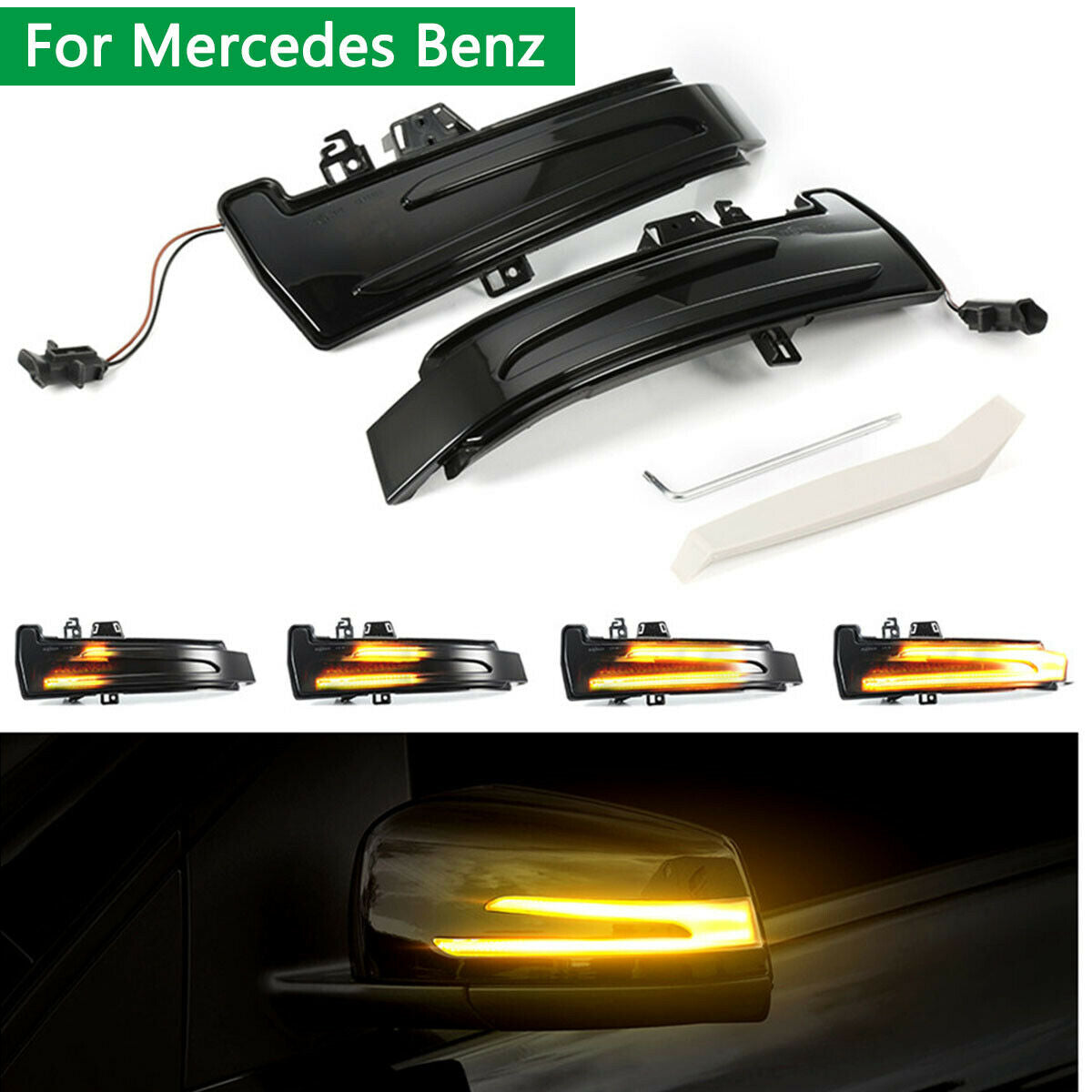 LED Rear View Mirror Blinker Light Turn Signal For Mercedes Benz W204 CLA A B C
