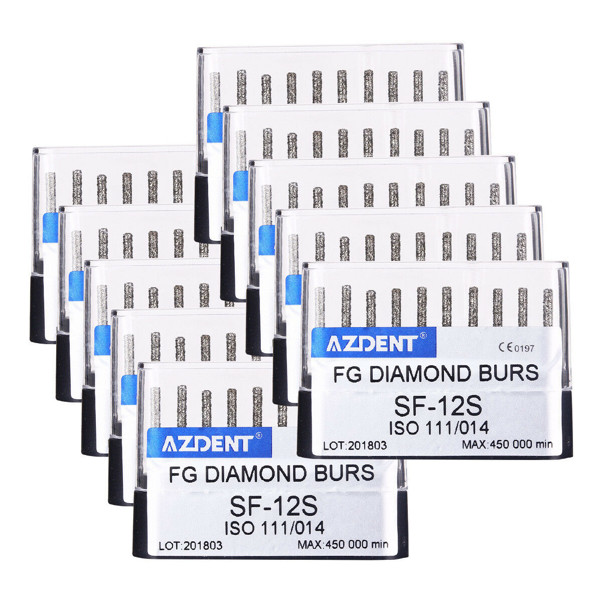 100 X Dental Diamond FG Burs Drill SF-12S For High Speed Handpiece AZDENT