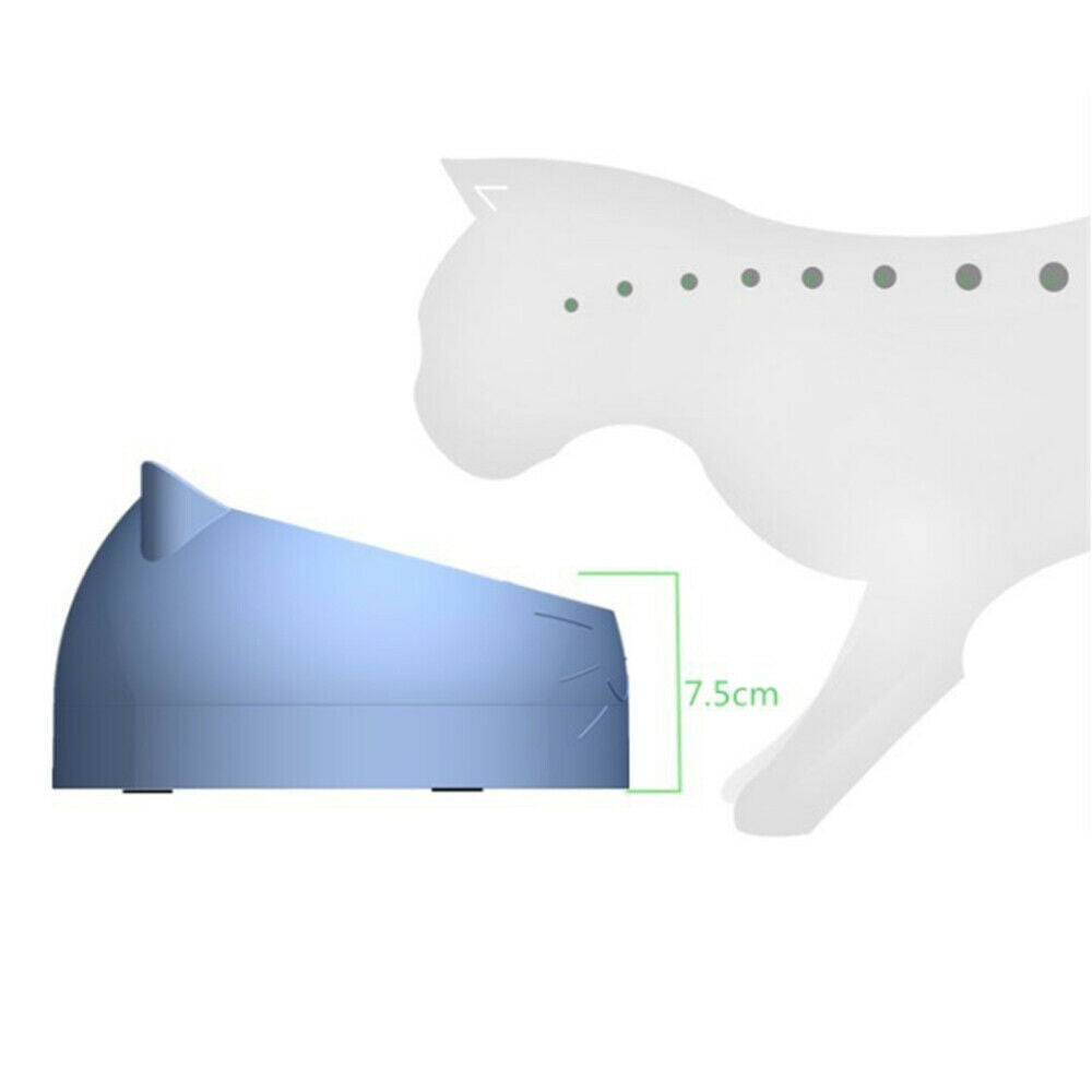 Pet Dog Cat Feeder Bowl Food Drink Water Dish Stainless Steel 15 Degree Tilted