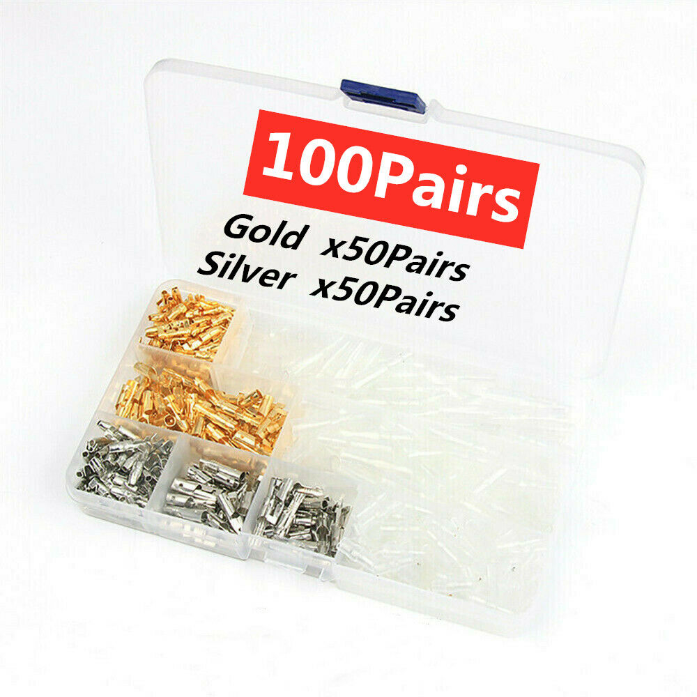 100 Pairs 4.0mm Bullet Connectors Male&Female W/Insulation Covers Wire Terminals