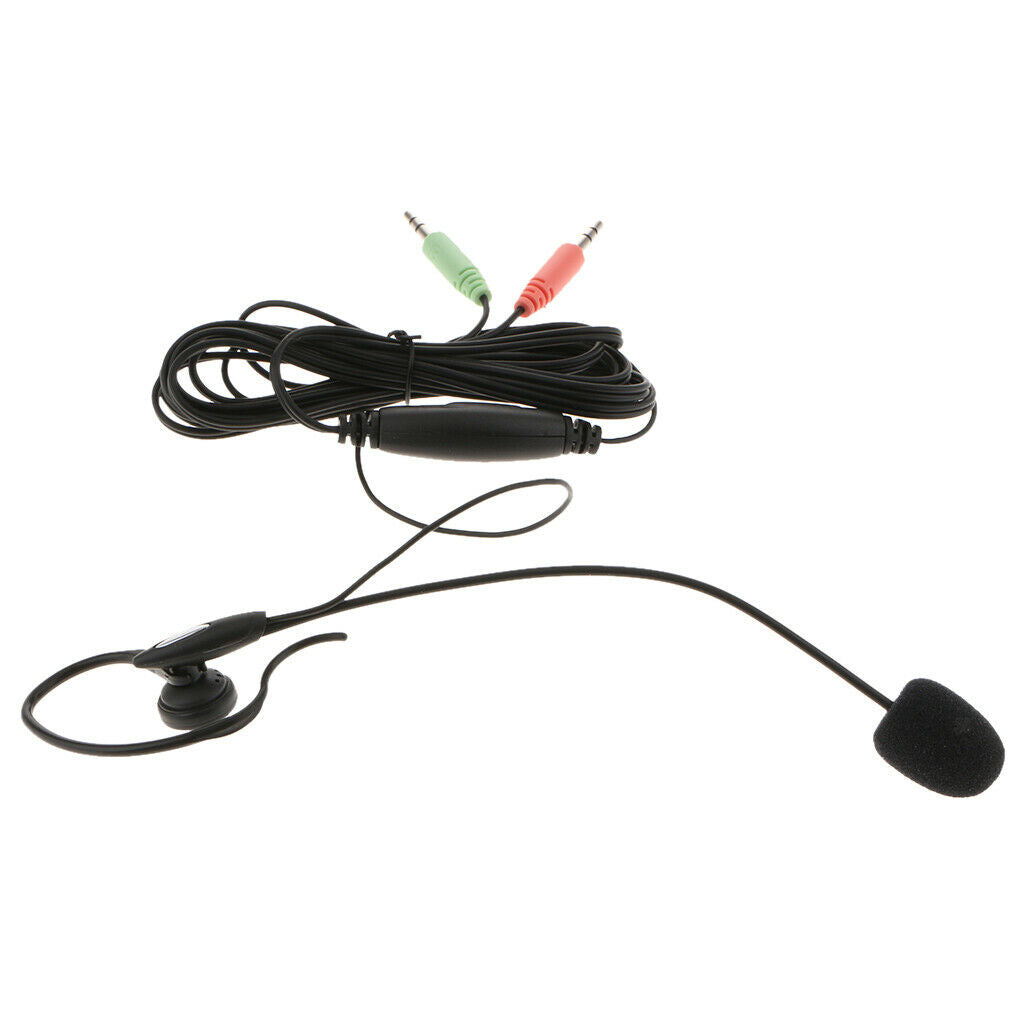 PC Computer Hanging Headset with Microphone, Monaural Headphones with Dual 3.5mm