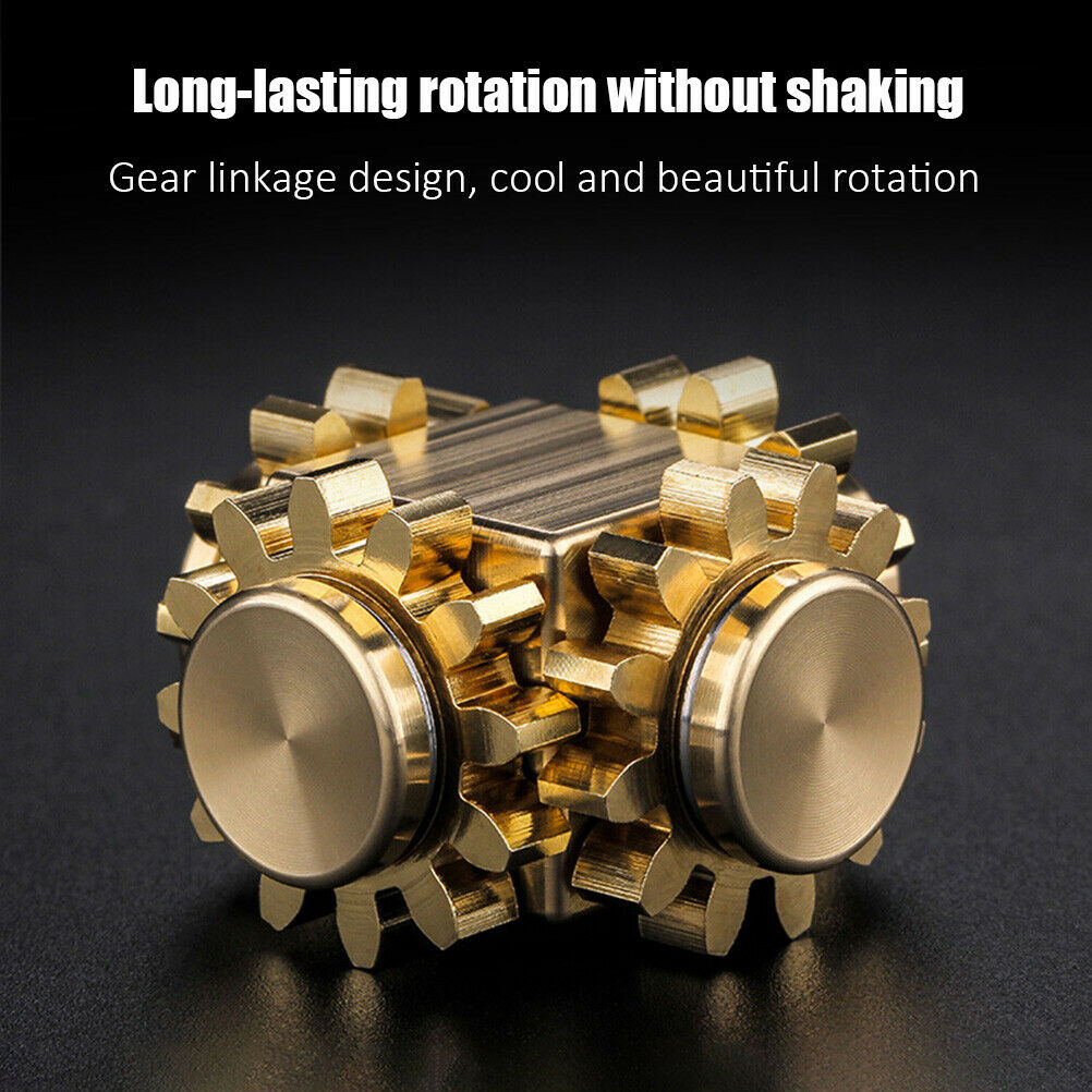 Pure Copper Four-tooth Fingertip Spinning Top Toys Cube Metal Stress Relief Toys