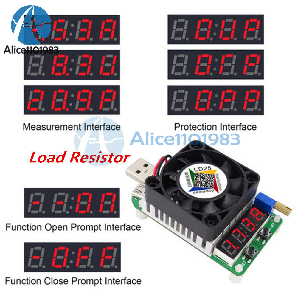 Electronic Load Resistor USB Interface Test Discharge Battery 25W Tester LD25
