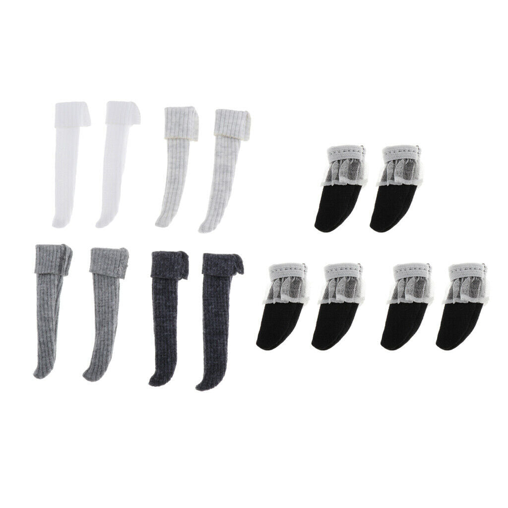 7Pairs Cute Lace Socks and Stocking for 1/6 Dollfie Dress Up Outfits Accs