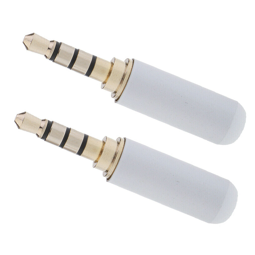 2 Pieces 3.5mm 1/8" TRRS 4 Pole Male Plug A/V Solder Connector White