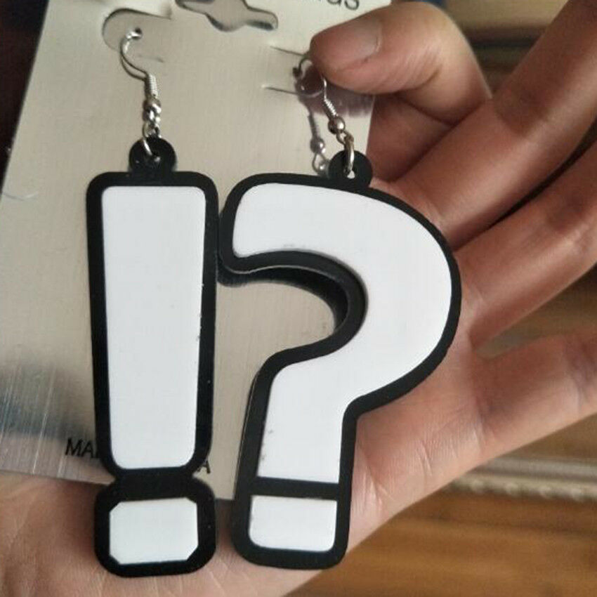 Cute Question Mark (Que) Exaggerated Acrylic Dangle Earrings