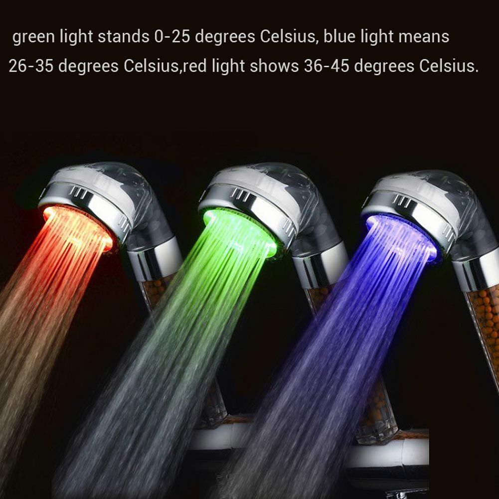 Temperature Control LED 3Color Changing Bathroom Shower Head Filter NICE