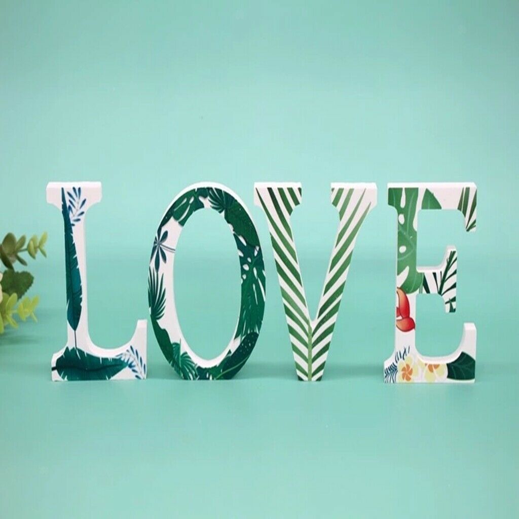 Wooden Creative DIY Tropical Plant Decorative Crafts Letters Random Capitals
