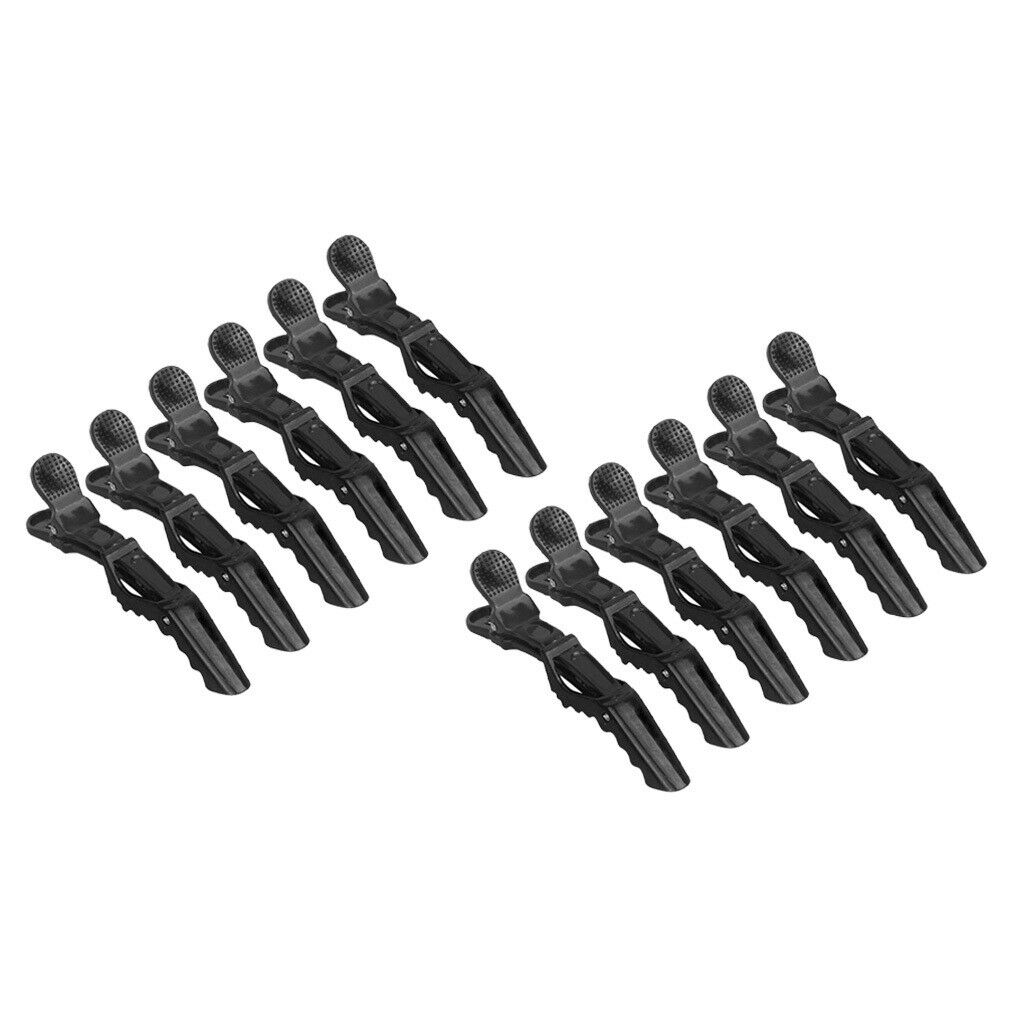 12Pc Non Slip Hair Styling Sectioning Clips Alligator Clips No Trace Black