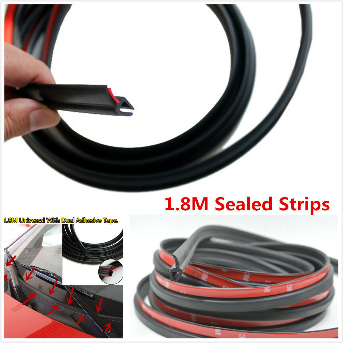 1.8M Universal Rubber Under Front Windshield Wiper Plastic Panel Sealed Strips