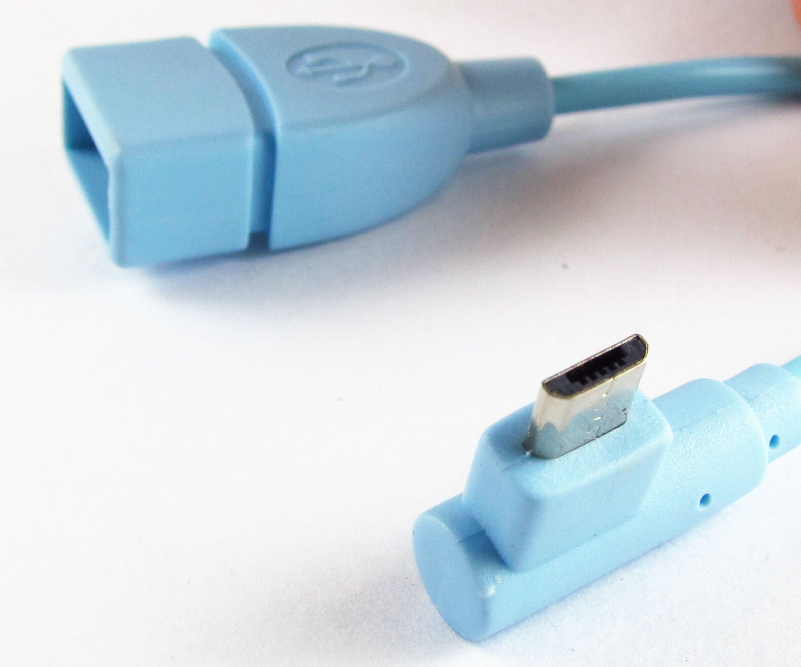 Light Blue Right angle USB 2.0 Female to Micro USB Male OTG Host Cable Adapter