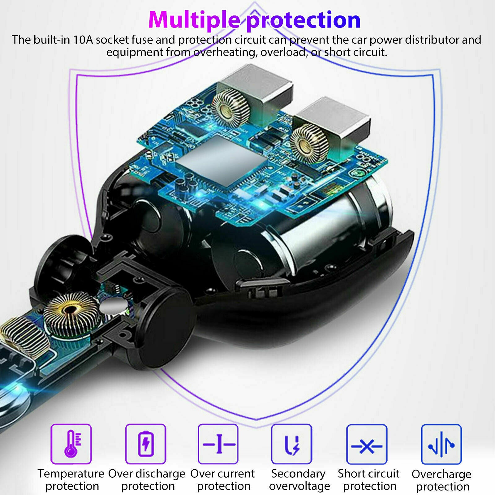 2 Way Car LED Lighter Socket Splitter Dual USB Charger Power Adapter LED