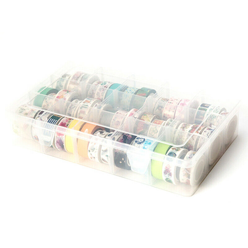 15 Compartments Clear Crafts Organizer for Tape Art Supplies and StickerM Qx