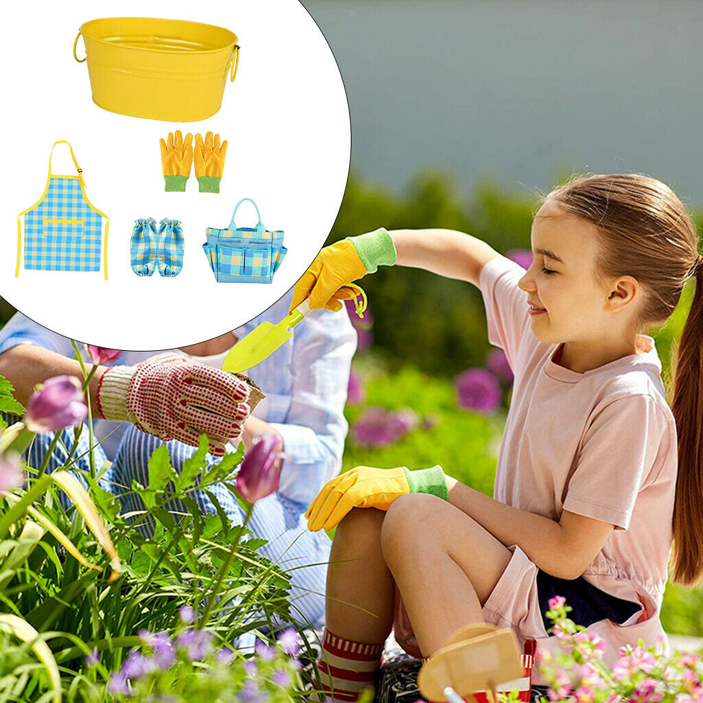 5Pieces Kid Gardening Set Planting Flowers Garden Tools Storage Carrying Bag