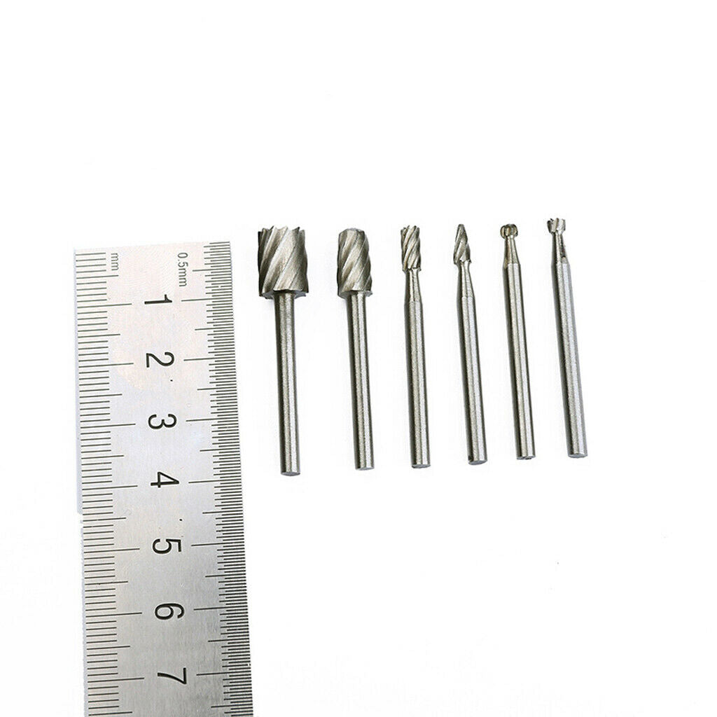 6pieces 1/8 "hss Router Bit Rotary Burr Set Milling Bit Cutting Shaft Tool