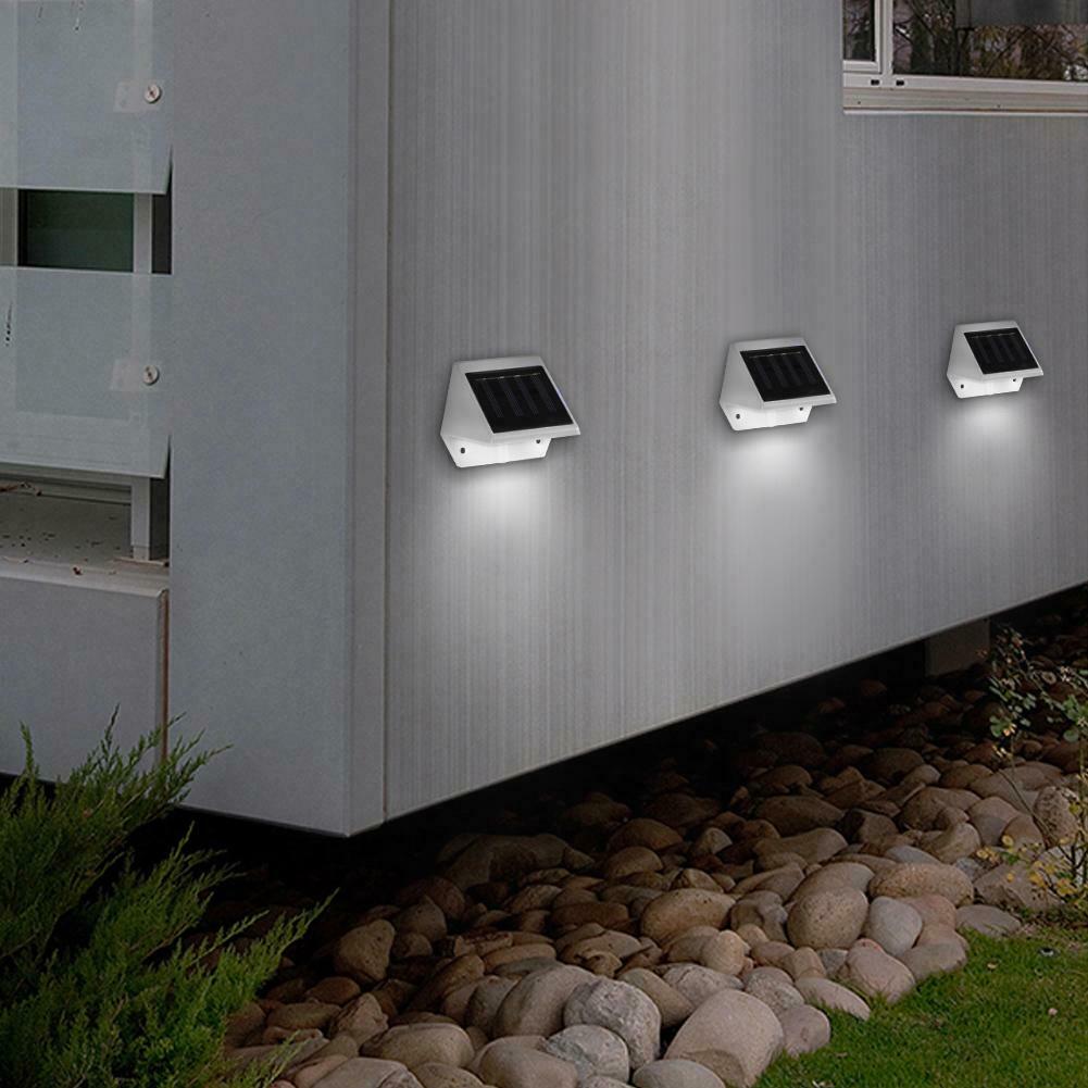 4LED Fence Lamp Solar Powered Plastic Stair Wall Light Outdoor Garden Yard Decor