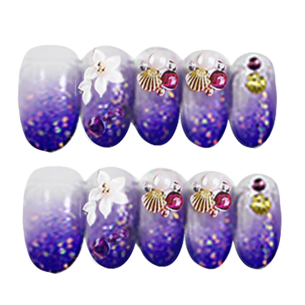 2 Color French Tip Press On False Nails Acrylic Full Cover Nail Art Tips Set
