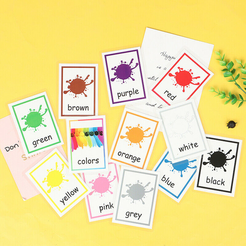 12Pcs Kids English Learning Word Cards Color Flash Card Children Color CogniFCA
