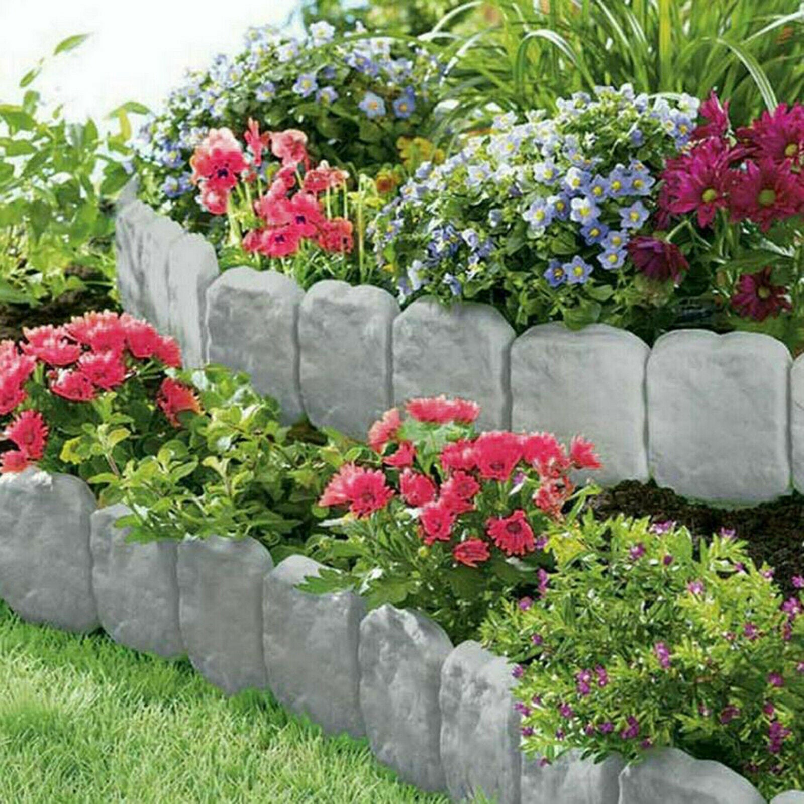 10pcs Flexible Garden Border Decorative Stone Trim 10 Pieces DIY Palisade