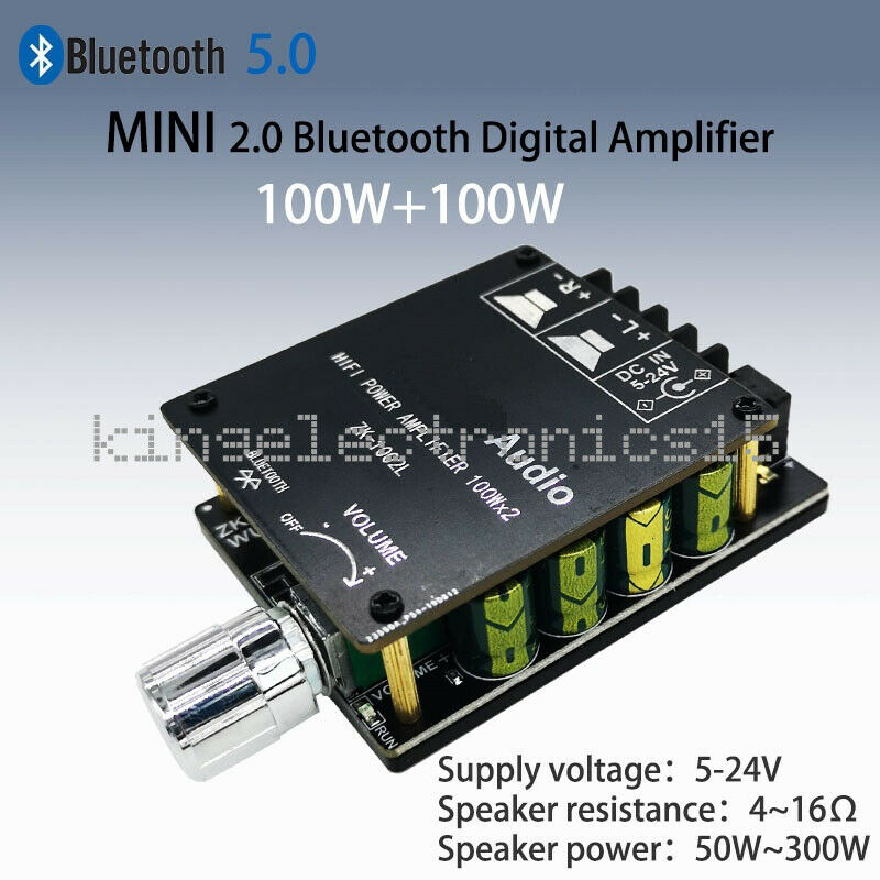 2x100W TPA3116 Bluetooth 5.0 High power Amplifier Board Adjustable Button NEW