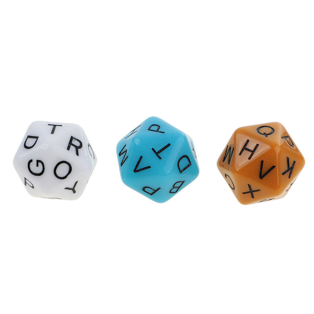 7 Pieces Polyhedral Dice D20 English Alphabet Dices for Roleplaying Game