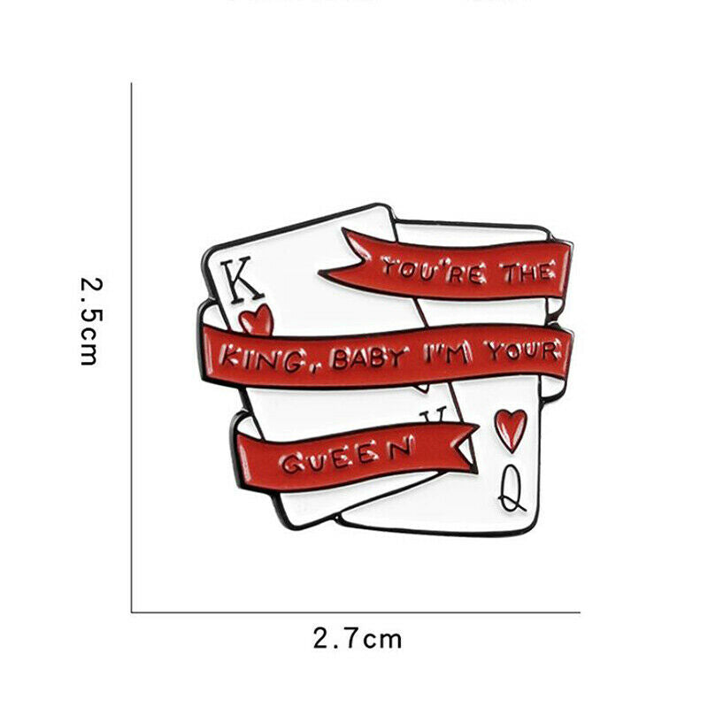 Poker King Queen Word Enamel Brooch Bag Clothes Lapel Pin Badge Jewelry G.l8