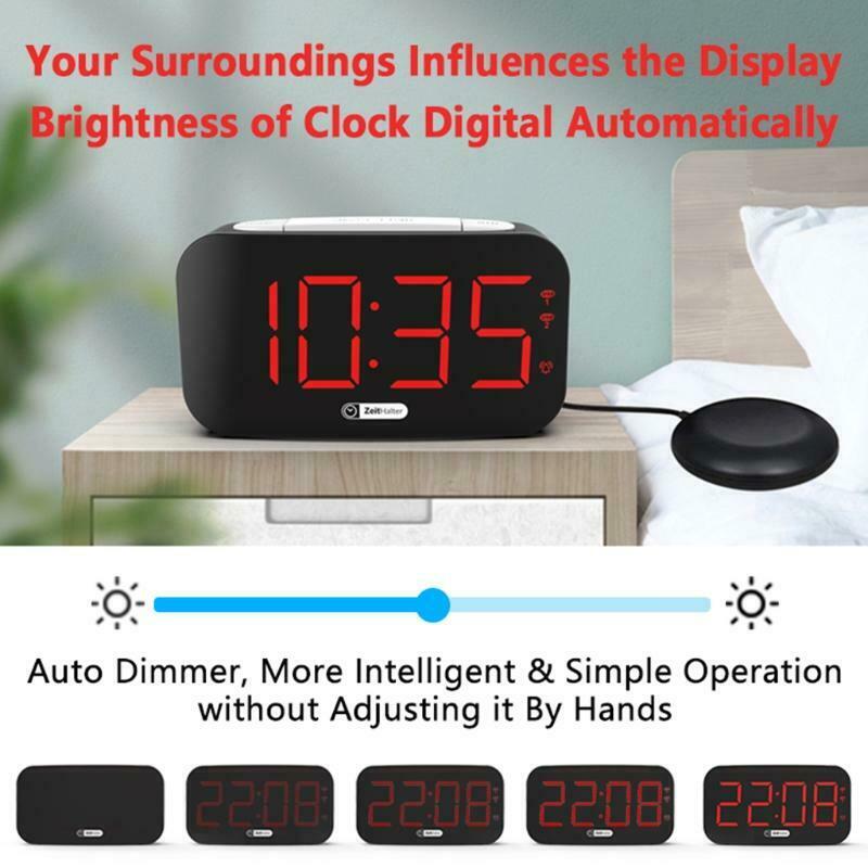 Loud Alarm Clock with Vibrating Bed Shaker Dimmer Night Light USB Charger Snooze