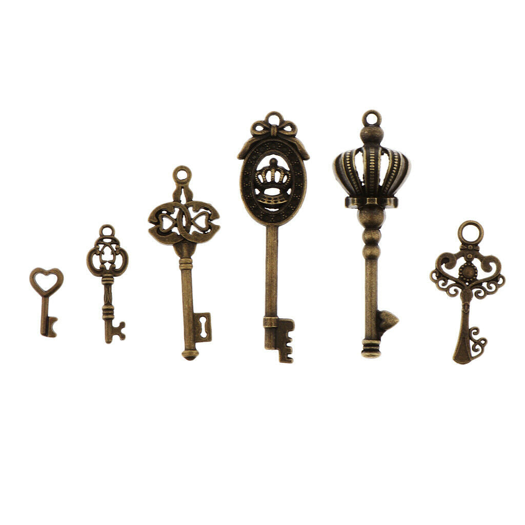 46X Alloy Key Skeleton Beads Bronze Charms Pendants