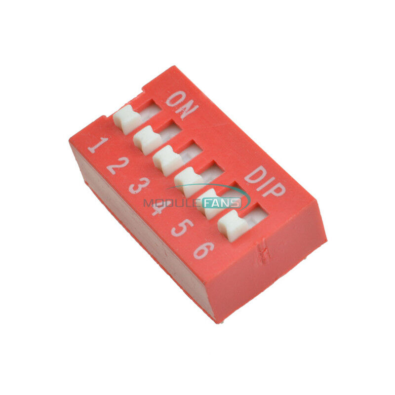 10pcs Pitch 6-Bit 6-Positions Way Slide Type DIP Switch Module NEW Red 2.54mm