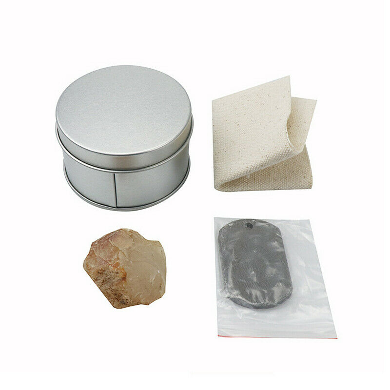 Carbon Steel Fire Striker Flint Stone Char Cloth Hand Forged Fire Starter Kit