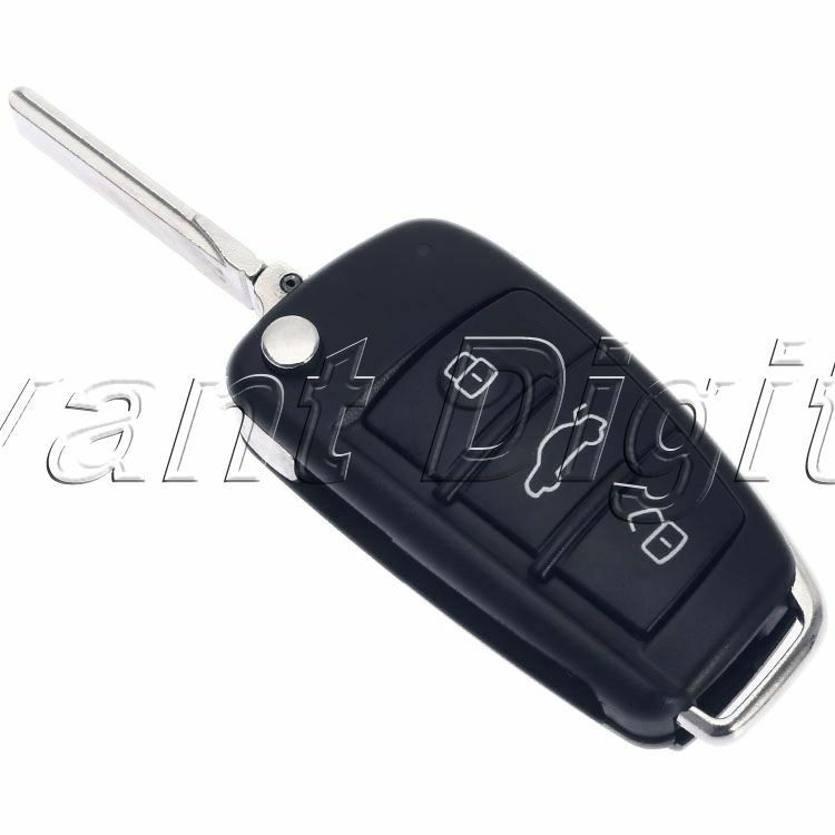 Black Folding Flip Remote Key Fob Shell Case For  A2 A3 A4 A6 A6L A8 TT