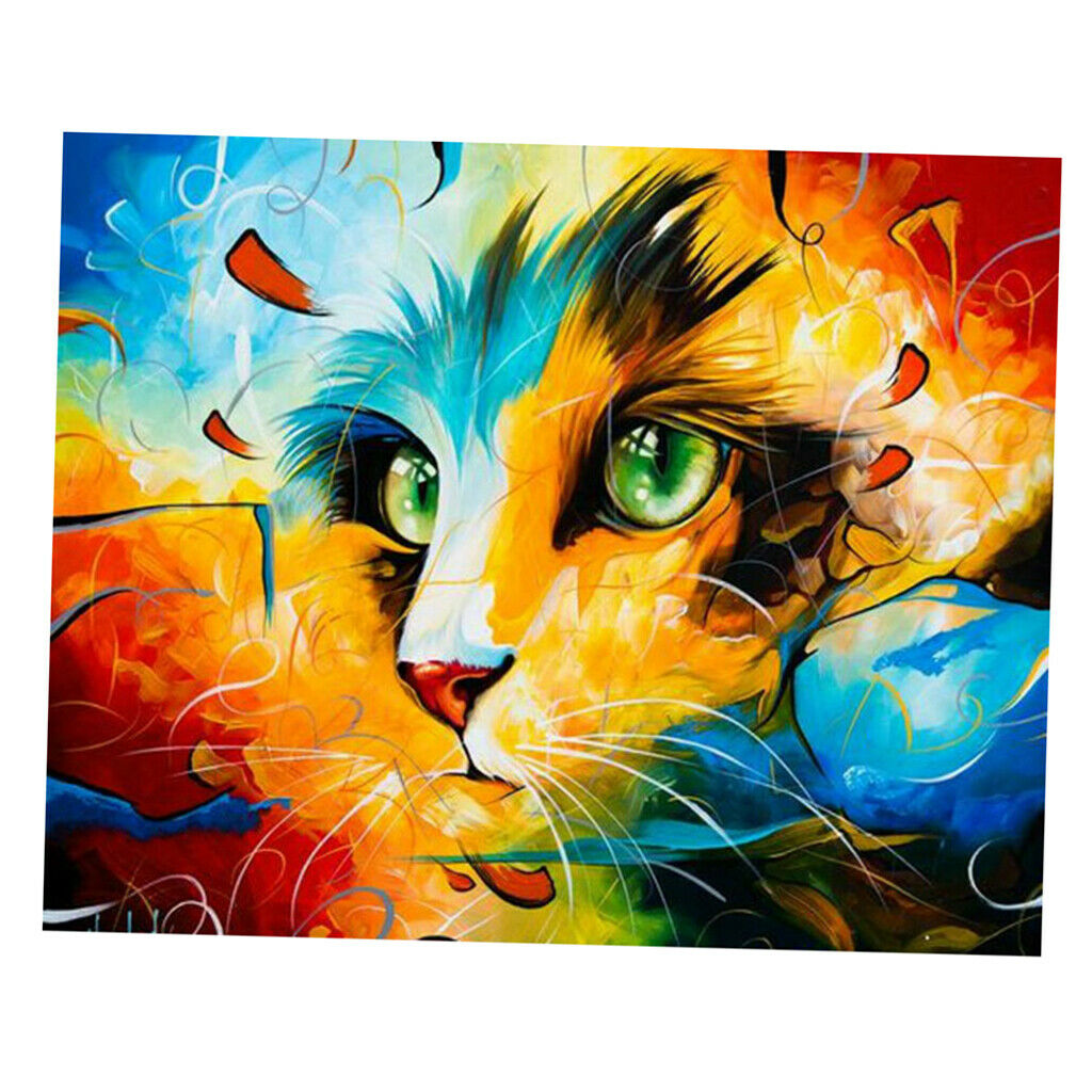 Paint by Numbers the Numbers Art Hanging Decors Adults Kids - Colorful Cat