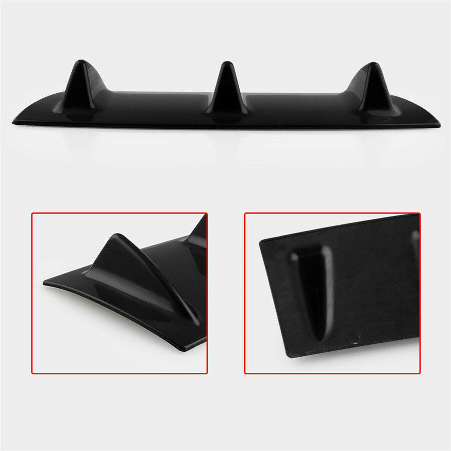 1xUniversal Rear Bumper Lip Chassis Diffuser Spoiler 3 Fin Shark Fin Style Gloss