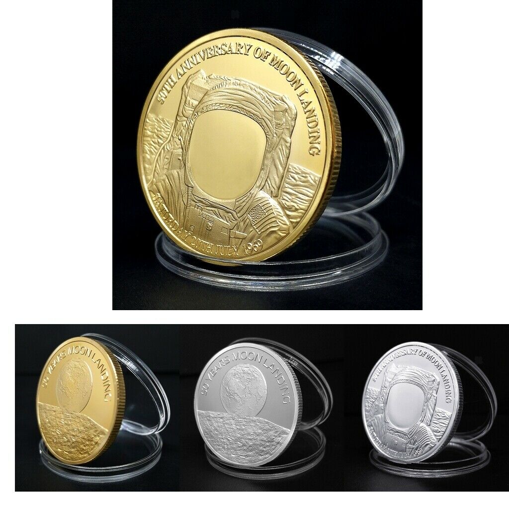 4pc 2019 Moon Landing Souvenir Commemorative Challenge Coin Art Gifts 40mm