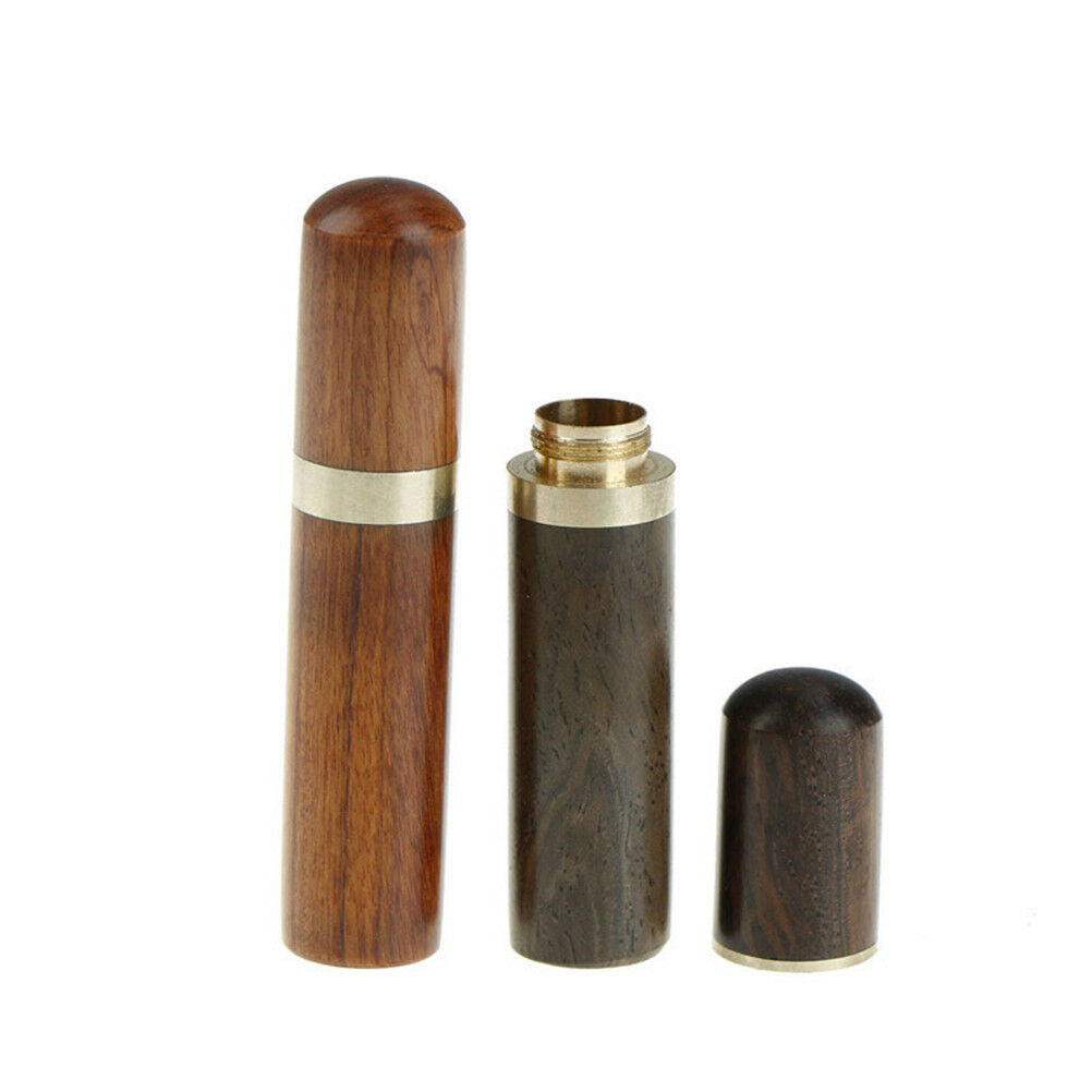 Ebony Wood Toothpick Holder Box Capsule Case Handmade Craft Room Deco.l8
