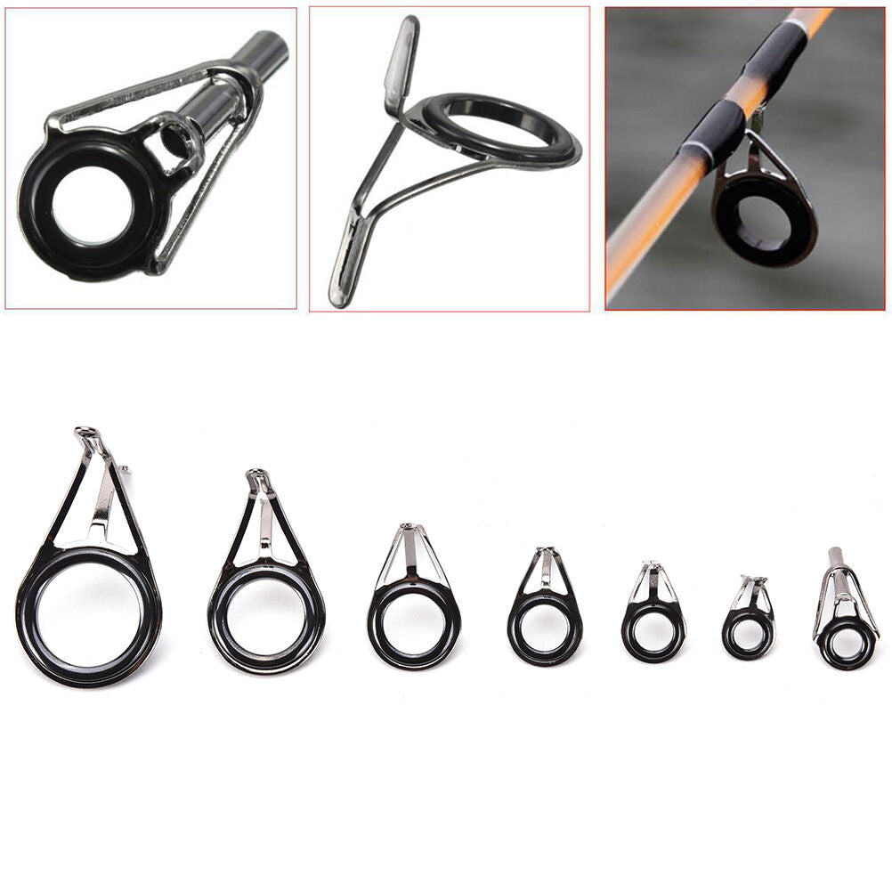 7X   Mixed Size Fishing Top Rings Rod Pole Repair Kit Line Guides Eyes Set BD