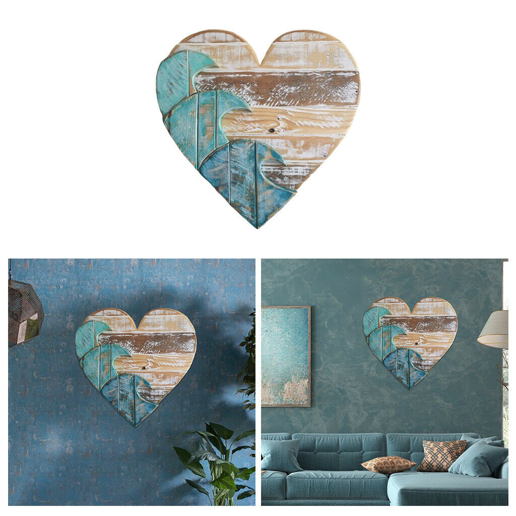 1pc Nordic Style Wooden Heart Shape Hanging Pendant 40x40cm Home Decor