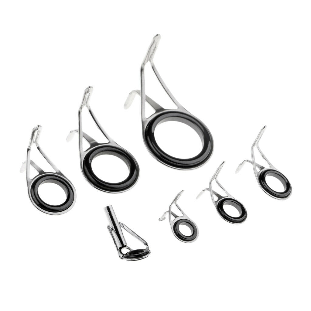 7pcs Rod Repair Kit Fishing Rod Guides Tips Tops Double Leg Ceramic Ring