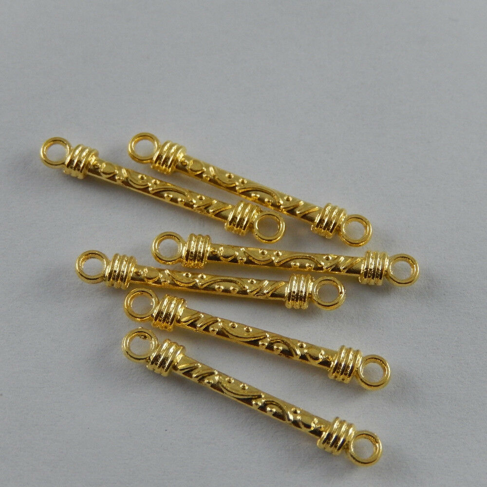80x Golden Color Alloy Flower Pattern Stick Connector DIY Charm Pendants Jewelry