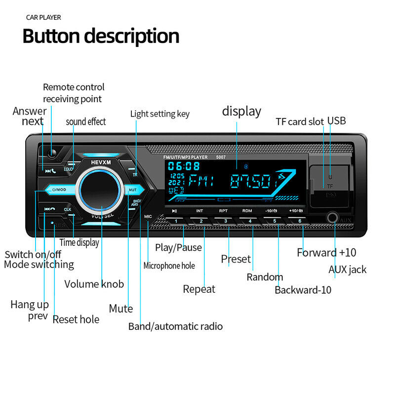 Dual USB Car MP3 Bluetooth Player Audio Host Digital Stereo FM Radio Hands-free