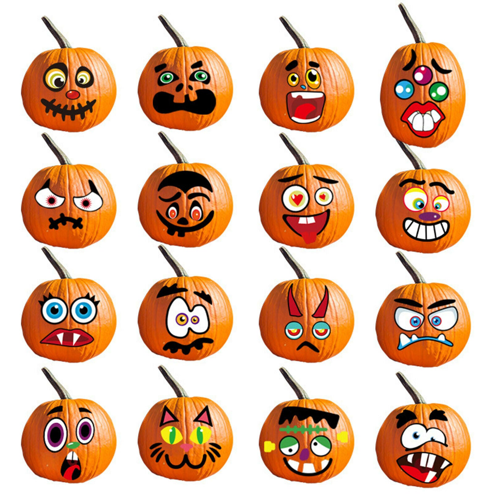 8-Pack Funny Halloween Stickers for Water Bottles Gift Pumpkin Kids Party