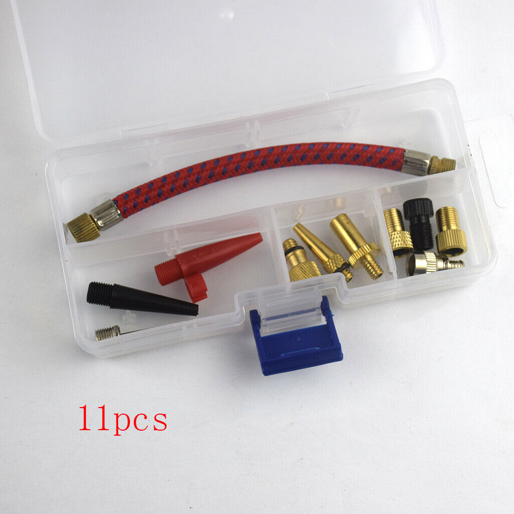 11Pcs Bicycle Tire Inflatable Extension Hose Tip Adapter Universal Portable