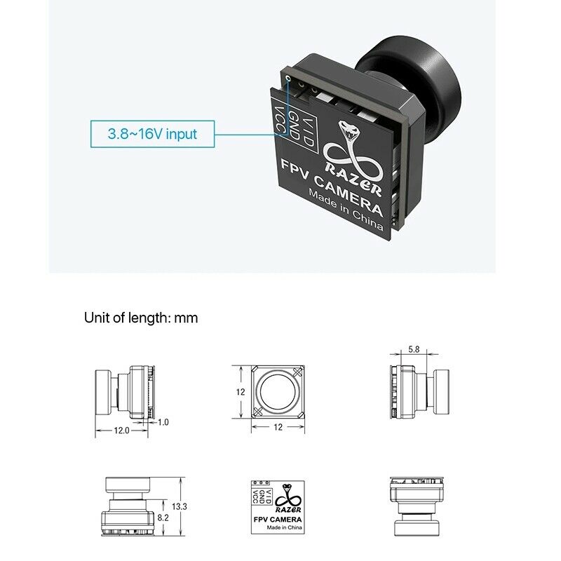 Foxeer Pico Razer 1200Tvl 12X12mm 1/3inch cmos Sensor Mini Fpv Camera cmos 4:3K2