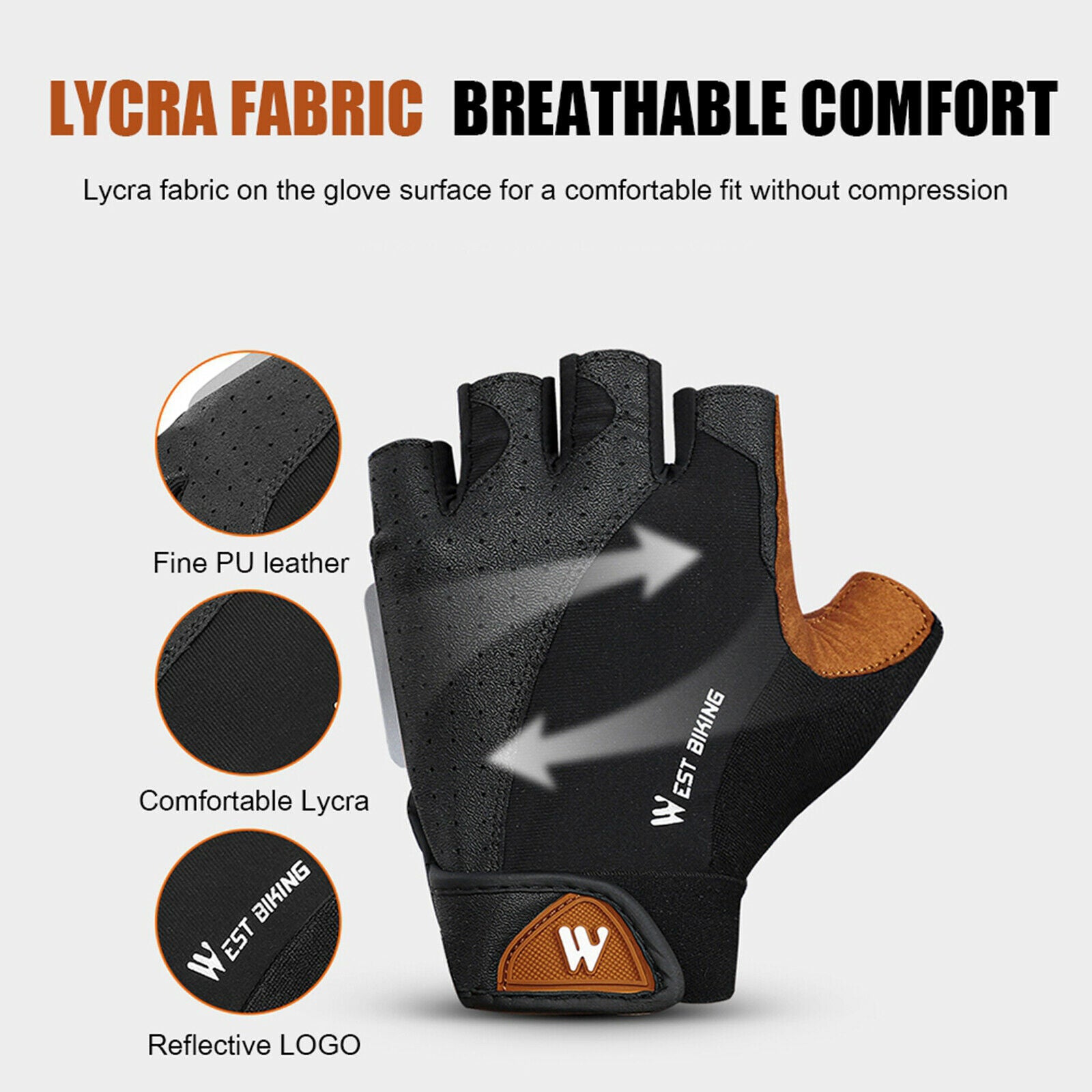 Sports Cycling Gloves Bike Bicycle Half Finger MTB Gloves 19x11cm